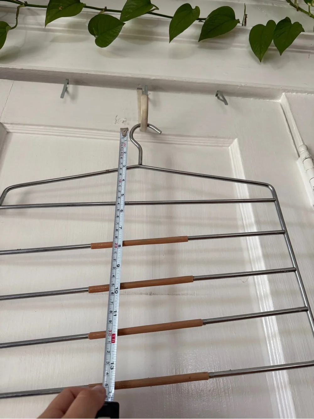 Multi-Tier Metal Pants Hanger with Brown Grip Bars - Home Storage & Organization